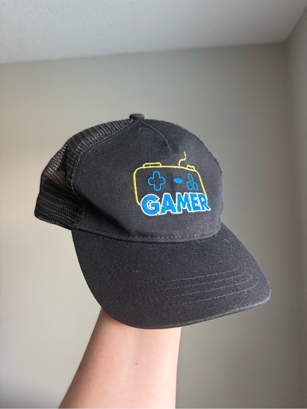 Kids Gamer Embroidered Black Trucker Hat